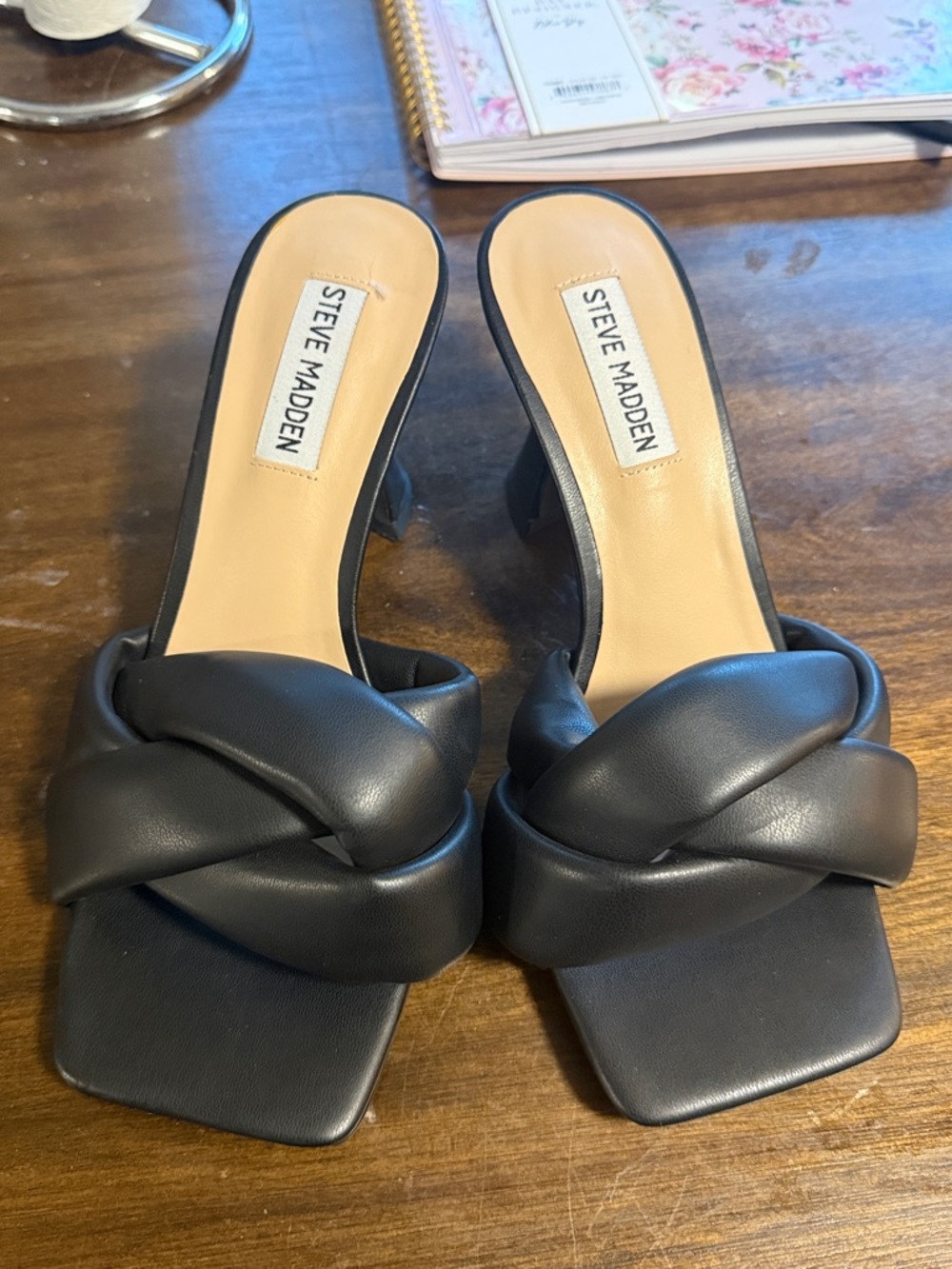 Steve Madden Black Braided Slide Mules